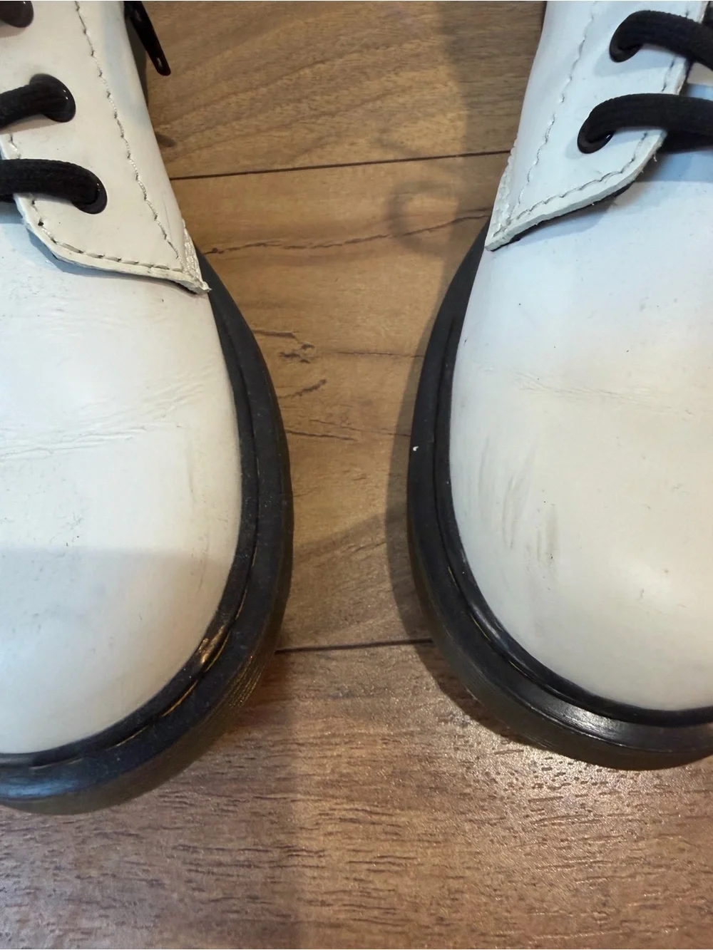 Dr Doc Martens 1460J Combat Boots Youth Size 3 US White Leather Lace Up Side Zip